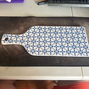 Kirkland's Home Serving Board 17in Blue Floral Ceramic Charcuterie Tray